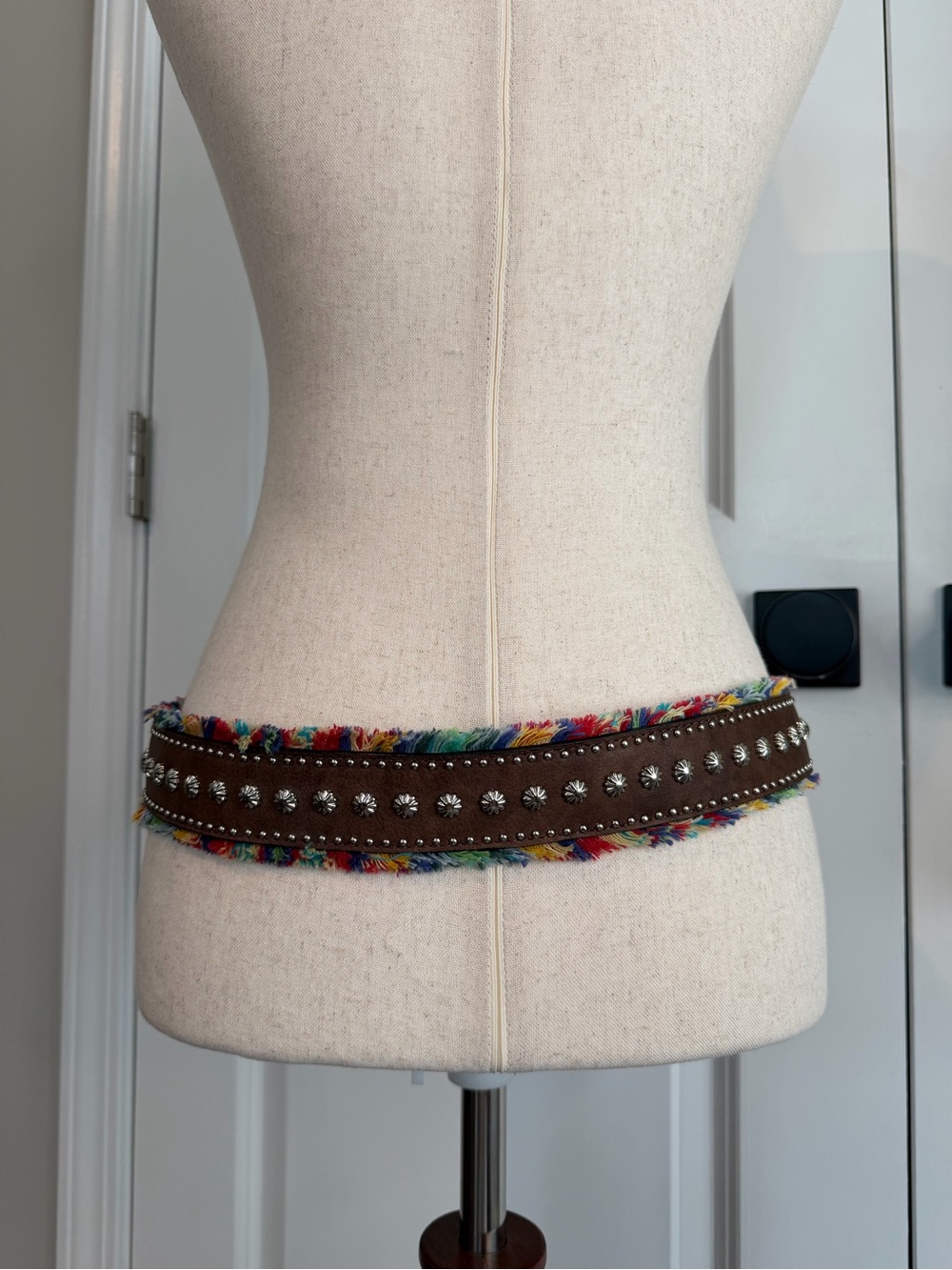 Nocona Western Belt Womens Leather Frayed Multicolored Studs Brown N3411902 - Picture 4 of 10
